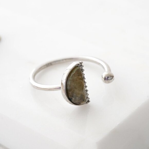 Anthropologie Melanie Auld Half Circle Open Cuff Ring - Picture 2 of 2